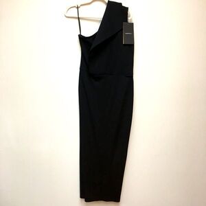 Marcela Tiffany Midi One Shoulder Dress Medium Black Stretch Evening Cocktail